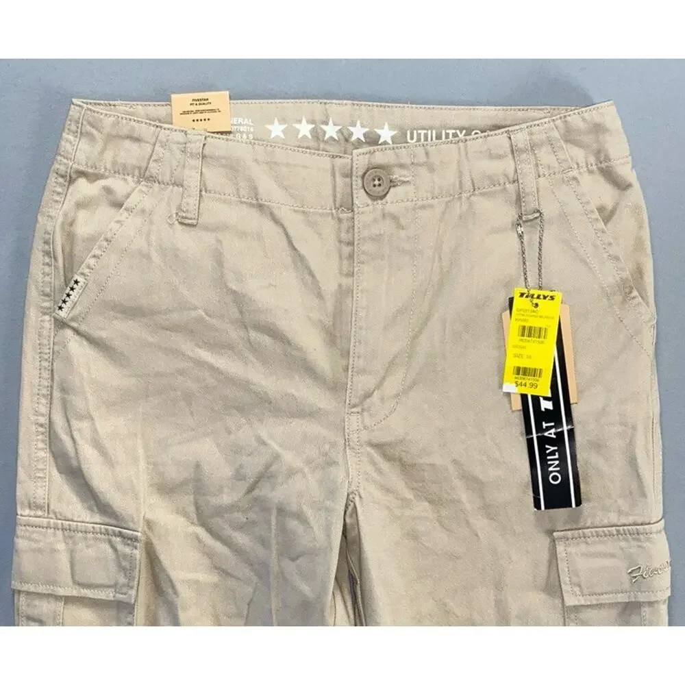 Fivestar General for Tilly's Relaxed Fit Girl's Utility Cargo Pants. Beige, 16